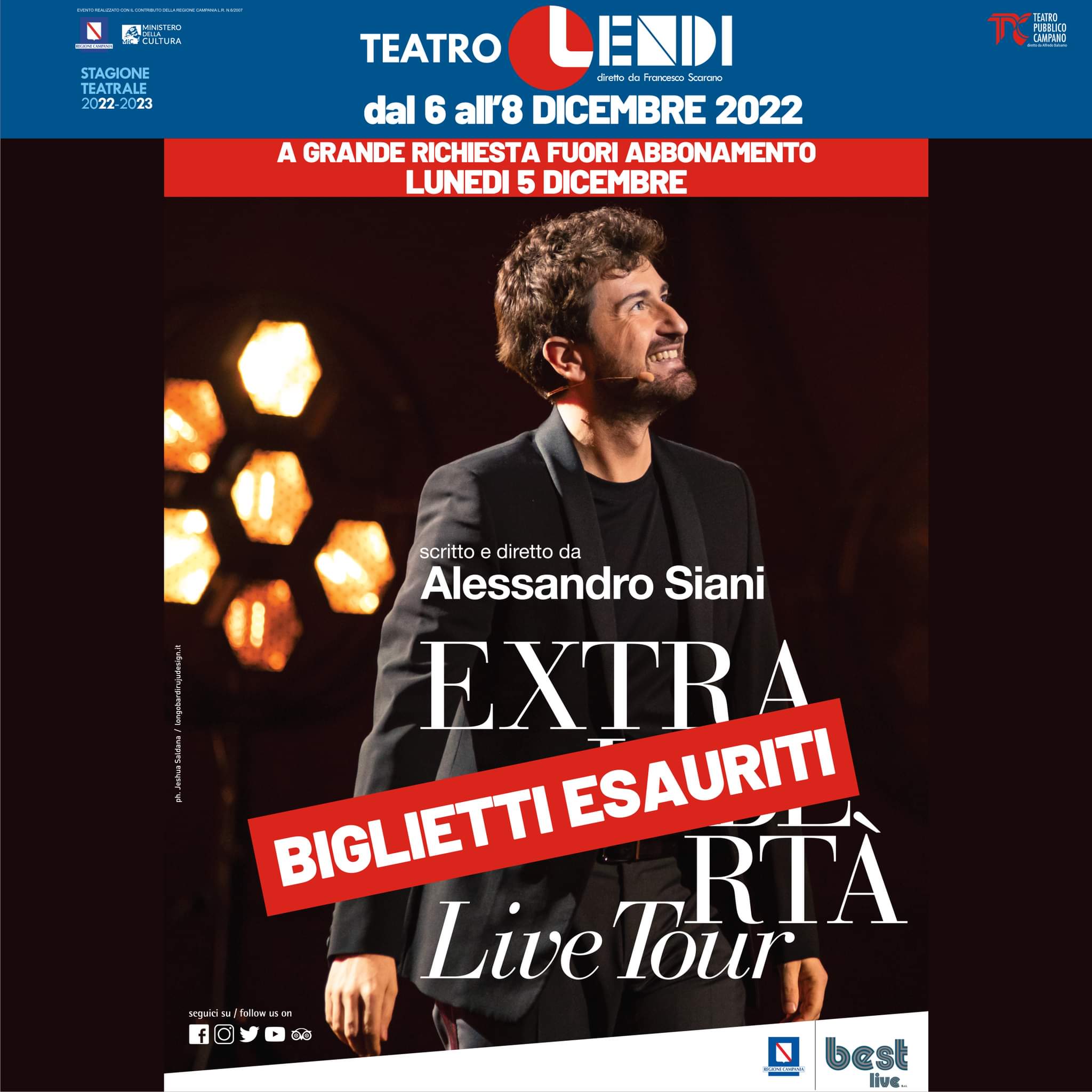 teatro lendi_alessandro siani in extra libertà live tour_sold out